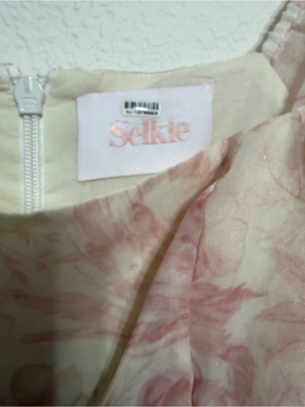 Selkie Pink Floral Sheer Puff Sleeves Mini Dress size XS - Picture 13 of 14
